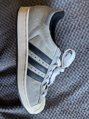 adidas Superstar shell toe Suede Sneaker in Gray and Blue